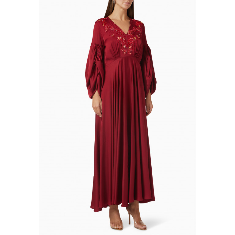 Moonoir - Embellished Maxi Dress in Satin