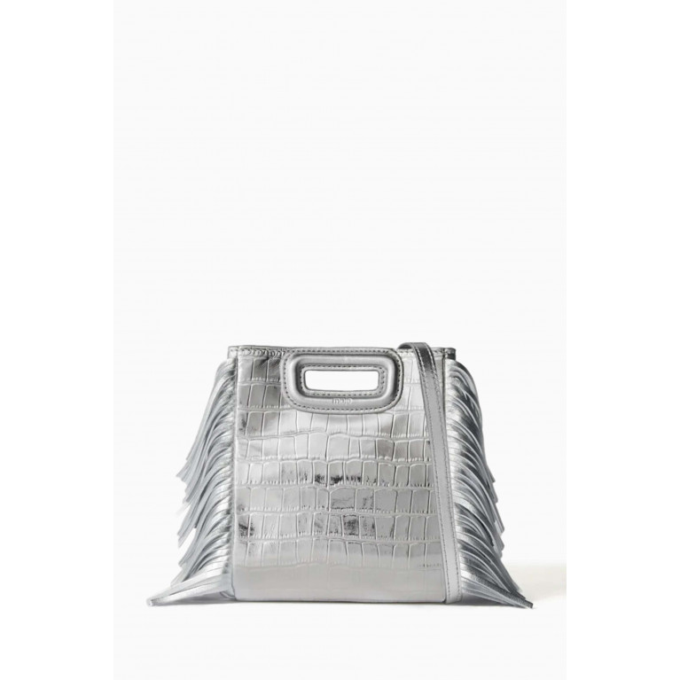 Maje - M Mini Bag in Metallic Croc-embossed Leather Silver
