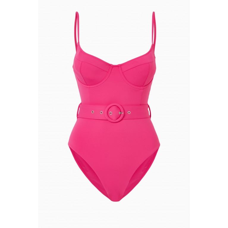 Simkhai - Noa Belted One-piece Swimsuit in Stretch Blend Pink