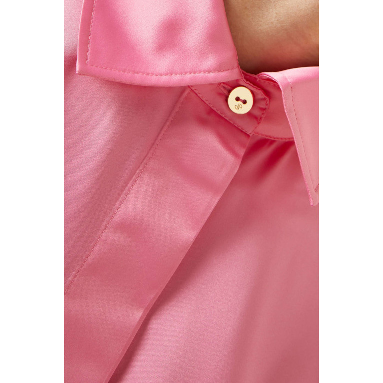 Patou - Printed Mini Shirt Dress in Organic Cotton Pink