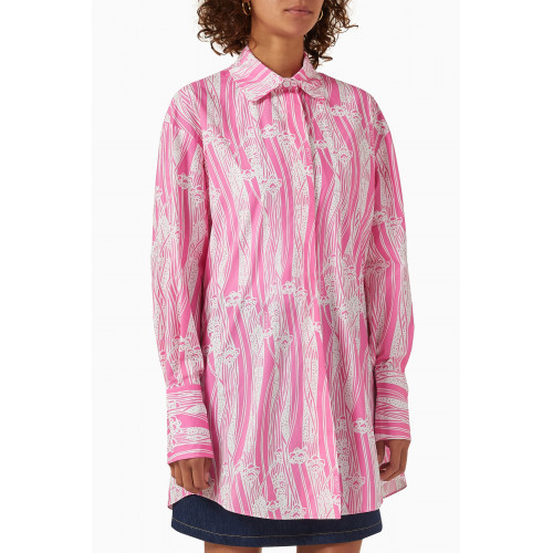 Patou - Printed Shirt Dress in Organic Cotton Pink