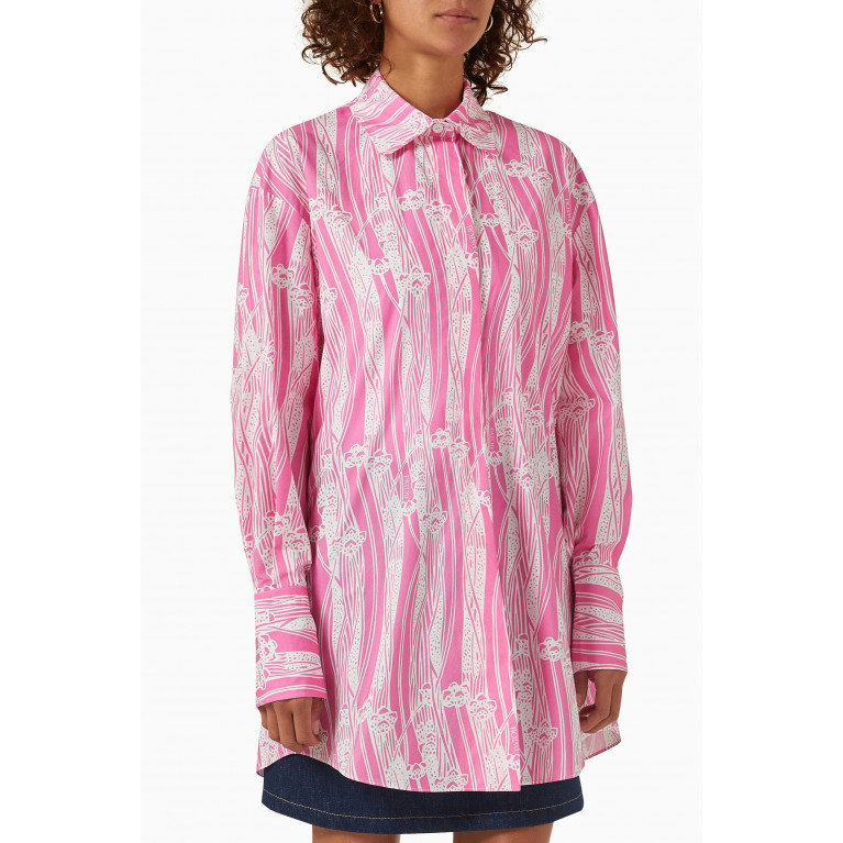 Patou - Printed Shirt Dress in Organic Cotton Pink