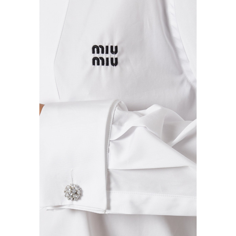 Miu Miu - Logo Crop Shirt in Cotton Poplin