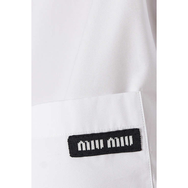 Miu Miu - Logo-patch Crop Shirt in Cotton-poplin
