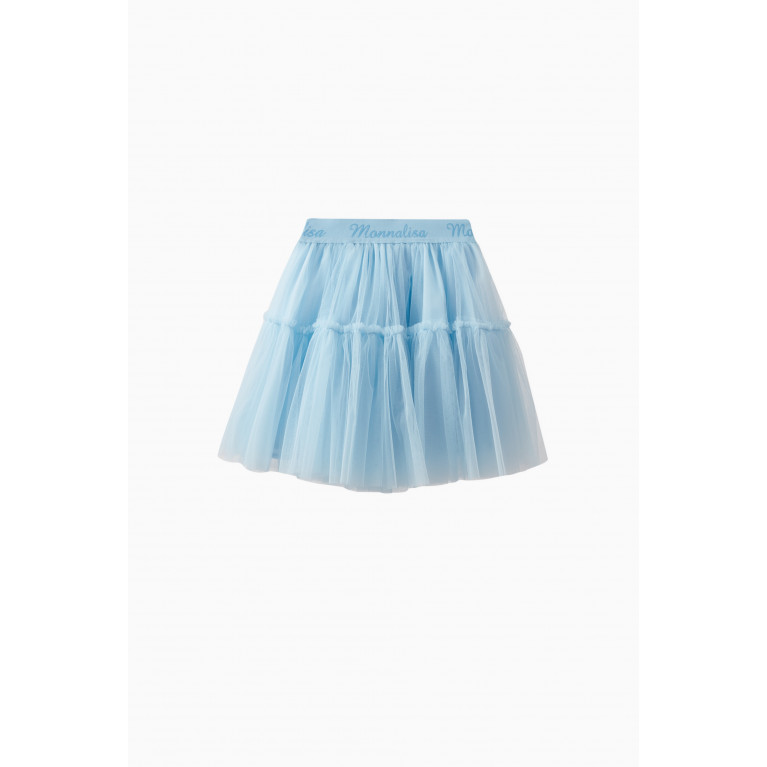 Monnalisa - Logo Tulle Skirt in Polyester Blue