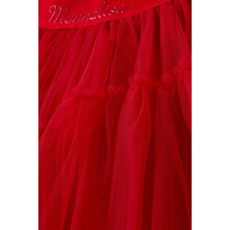 Monnalisa - Logo Tulle Skirt in Polyester Red