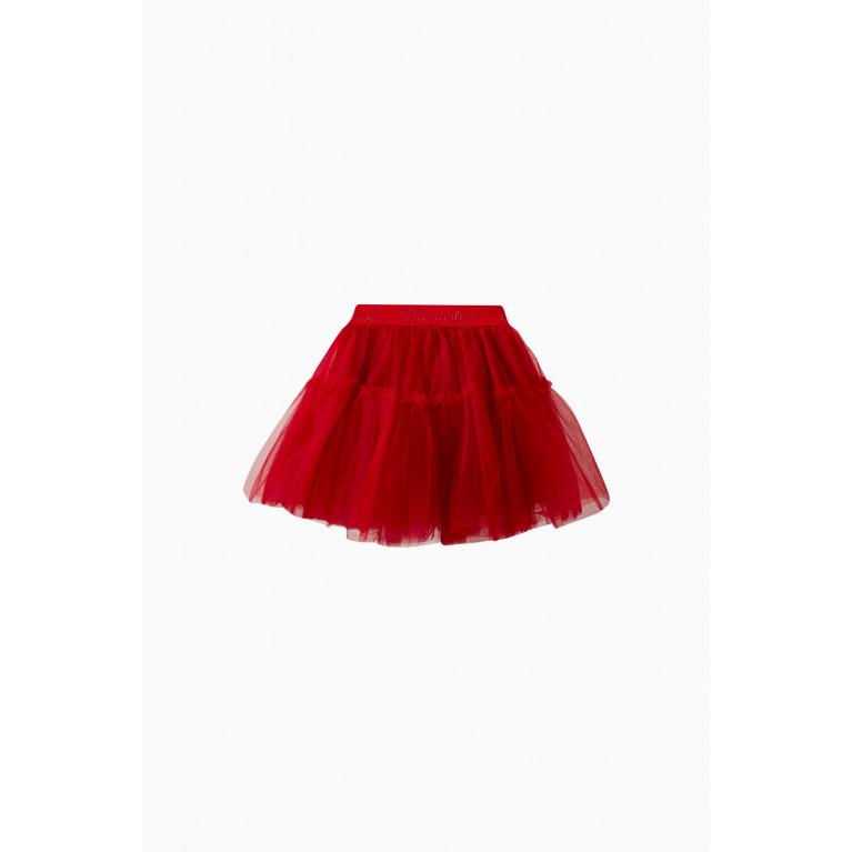 Monnalisa - Logo Tulle Skirt in Polyester Red