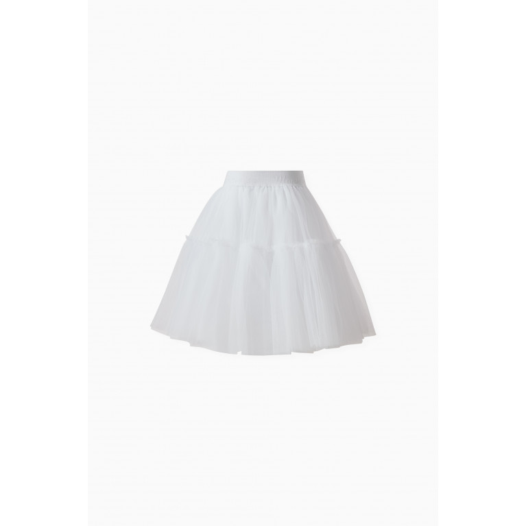 Monnalisa - Logo Tulle Skirt in Polyester White