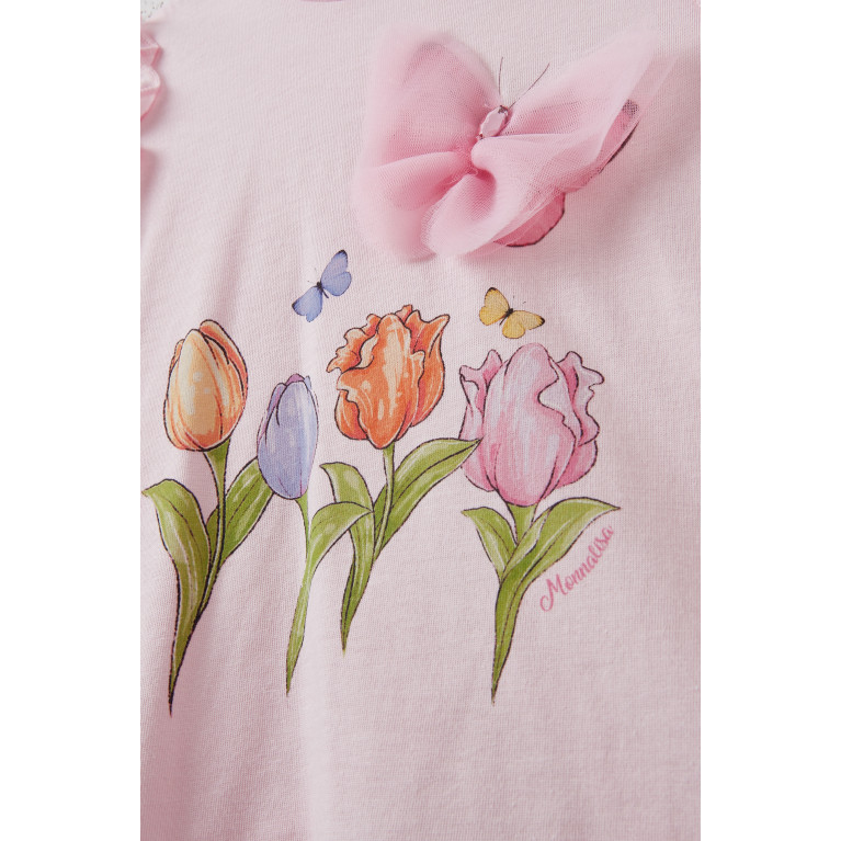 Monnalisa - Tulip Butterfly T-shirt in Cotton