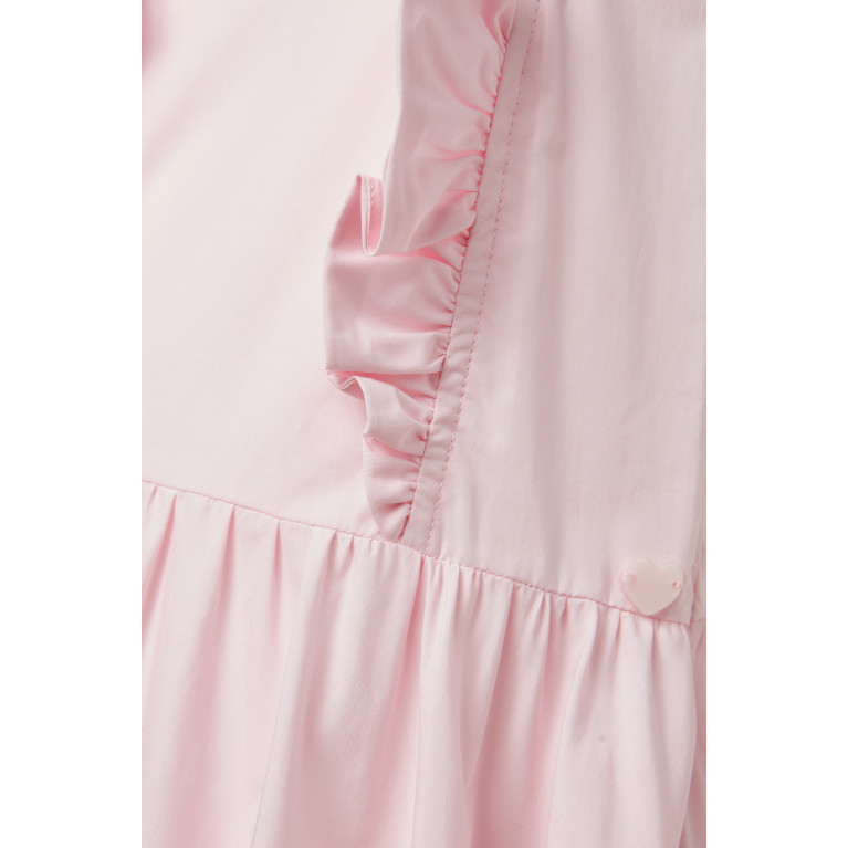 Monnalisa - Sleeveless Ruffled Dress in Cotton Pink