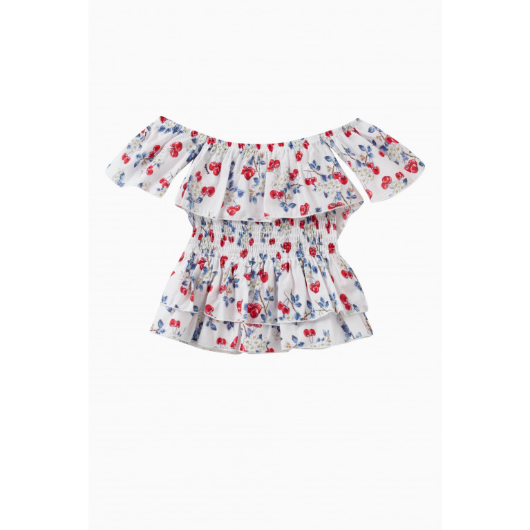 Monnalisa - Cherry-Print Baiadera Top and Skirt