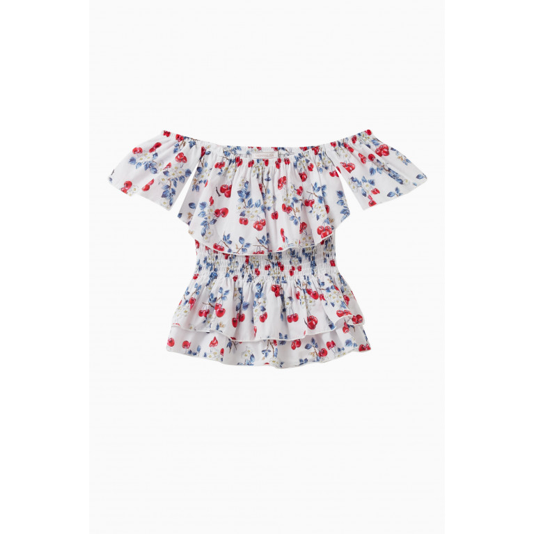 Monnalisa - Cherry-Print Baiadera Top and Skirt