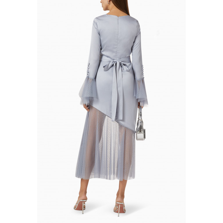 Amri - Midi Dress in Satin & Tulle Grey