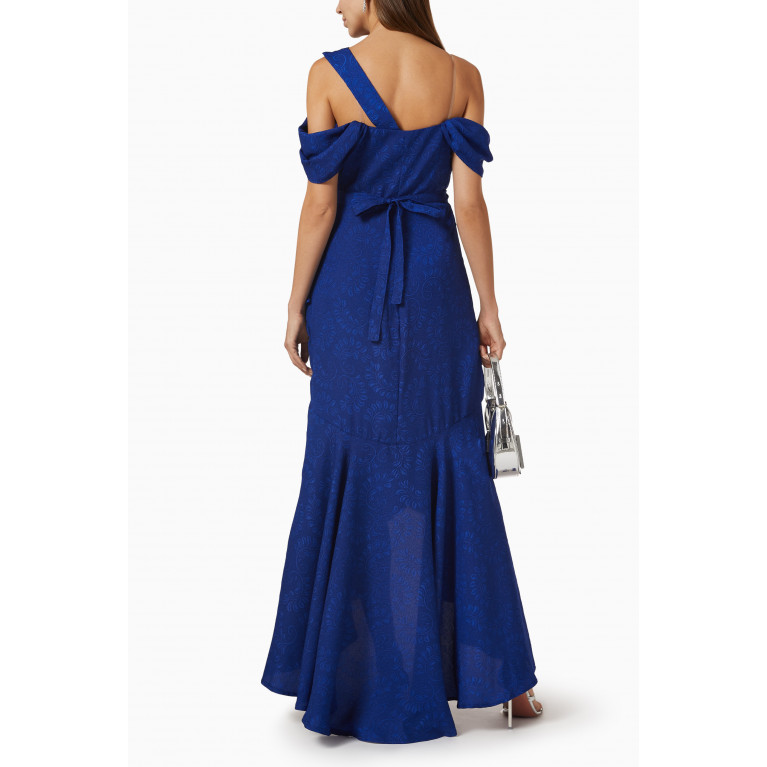 Amri - Textured Draped Maxi Dress Blue