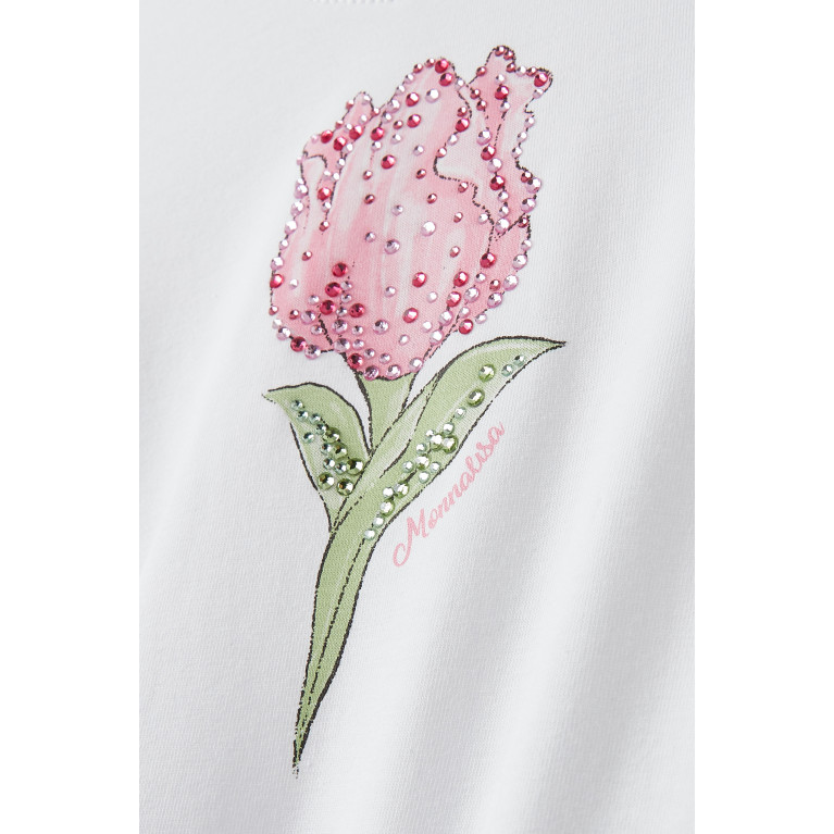 Monnalisa - Rhinestone Tulip Dress in Cotton