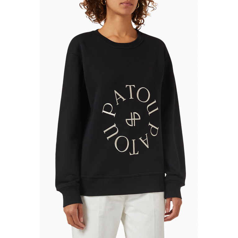 Patou - Medallion Logo Sweatshirt in Organic Cotton Black