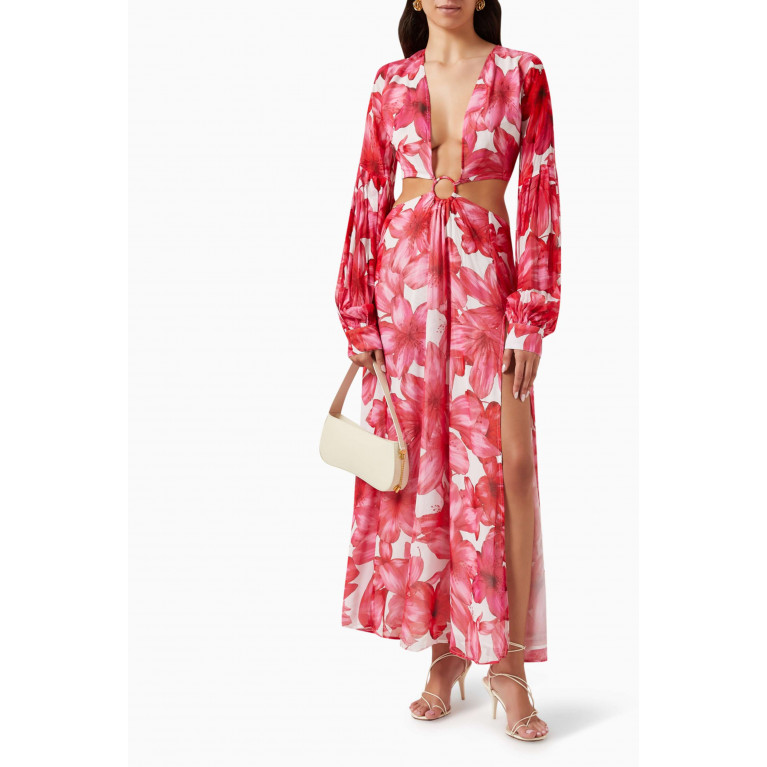 Alexandra Miro - Saphira Cut-out Dress in Crepe de Chine Pink