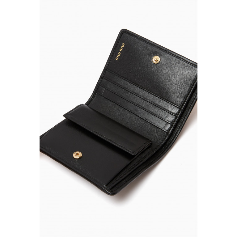 Miu Miu - Small Matelassé Flap Wallet in Nappa Leather Black