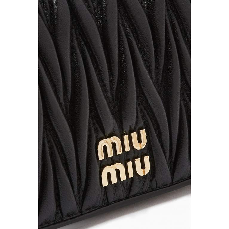 Miu Miu - Small Matelassé Flap Wallet in Nappa Leather Black