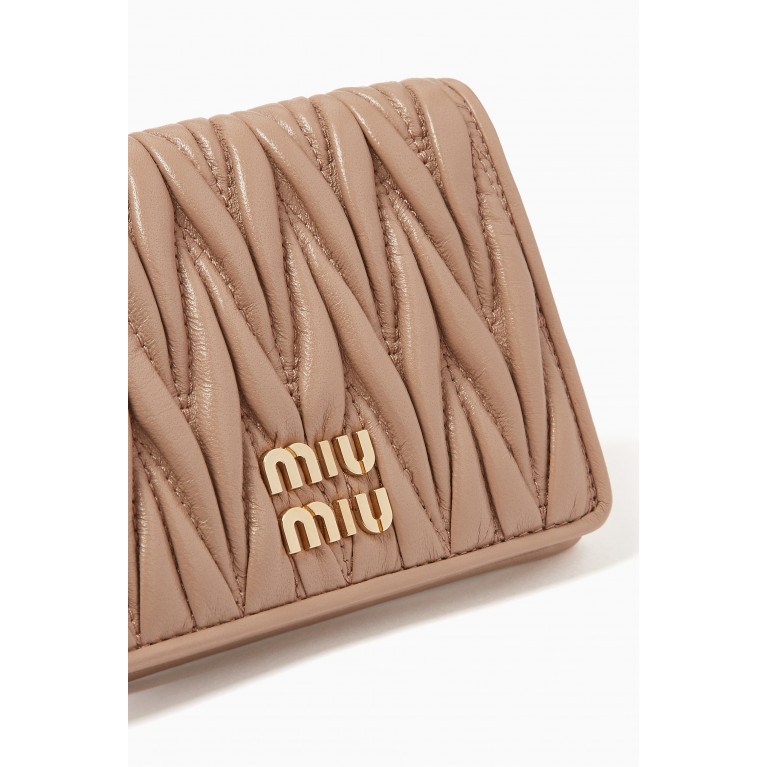 Miu Miu - Small Matelassé Flap Wallet in Nappa Leather Neutral