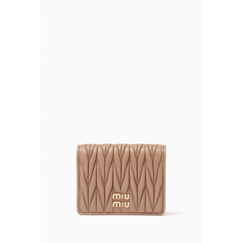 Miu Miu - Small Matelassé Flap Wallet in Nappa Leather Neutral