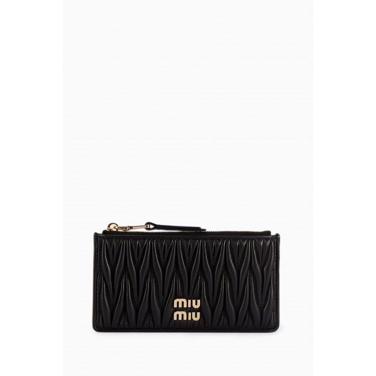 Miu Miu - Long Matelassé Card Holder in Nappa Leather Black