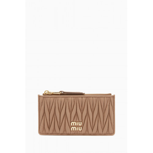 Miu Miu - Long Matelassé Card Holder in Nappa Leather Neutral