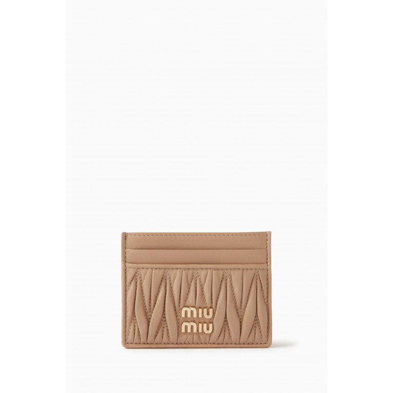 Miu Miu - Matelasse Card Holder in Nappa Leather Neutral
