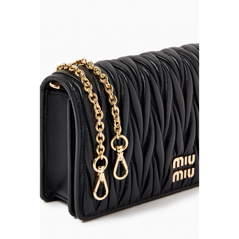 Miu Miu - Matelasser Flap-over Wallet in Leather Black