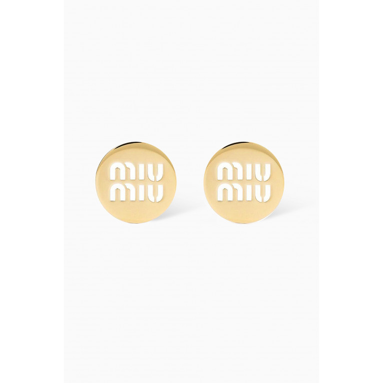 Miu Miu - Logo Round Studs in Metal