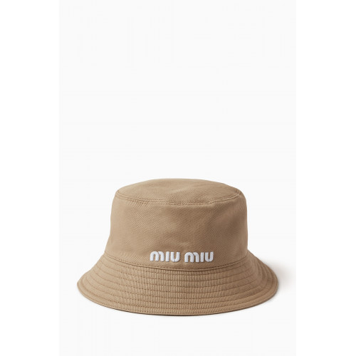 Miu Miu - Logo Embroidered Bucket Hat in Cotton