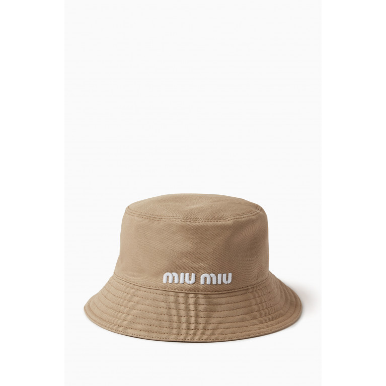 Miu Miu - Logo Embroidered Bucket Hat in Cotton