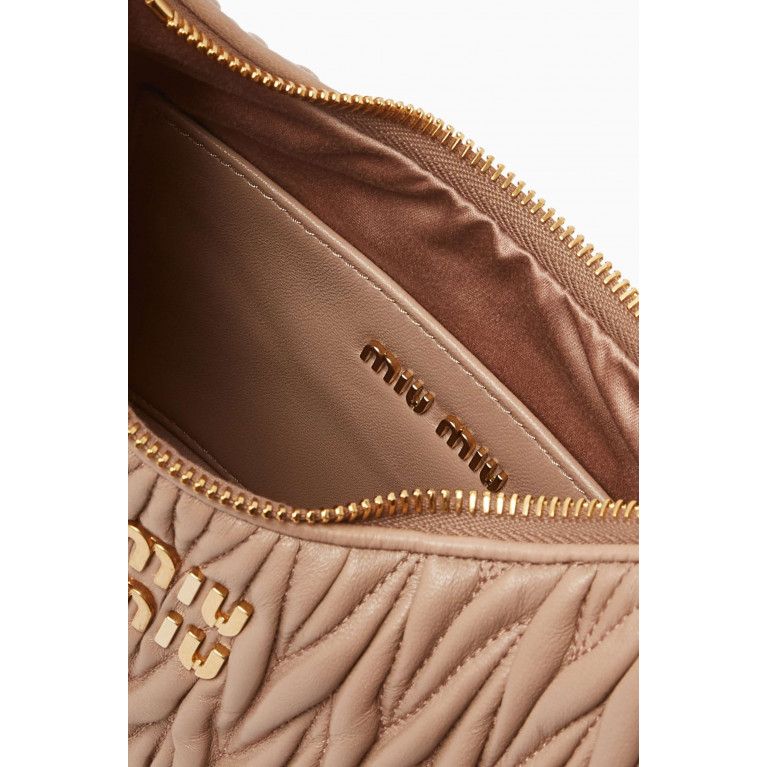 Miu Miu - Small Matelassé Shoulder Bag in Leather Neutral