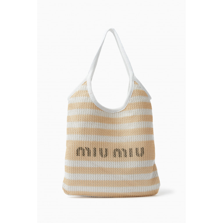 Miu Miu - Tote Bag in Woven Fabric & Linen