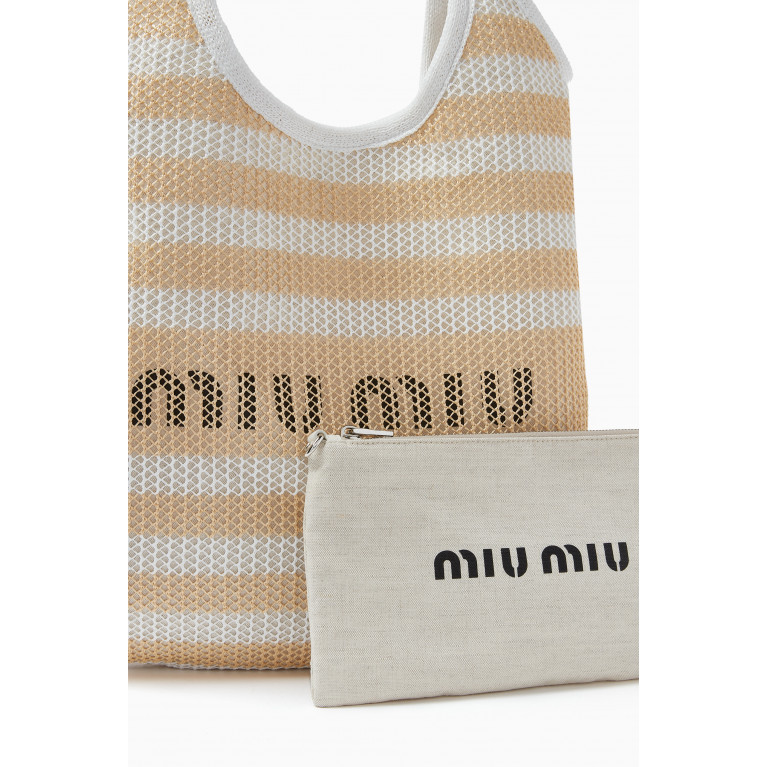 Miu Miu - Tote Bag in Woven Fabric & Linen