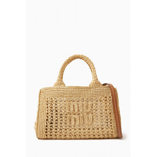 Miu Miu - Small Rete Top Handle Bag in Raffia