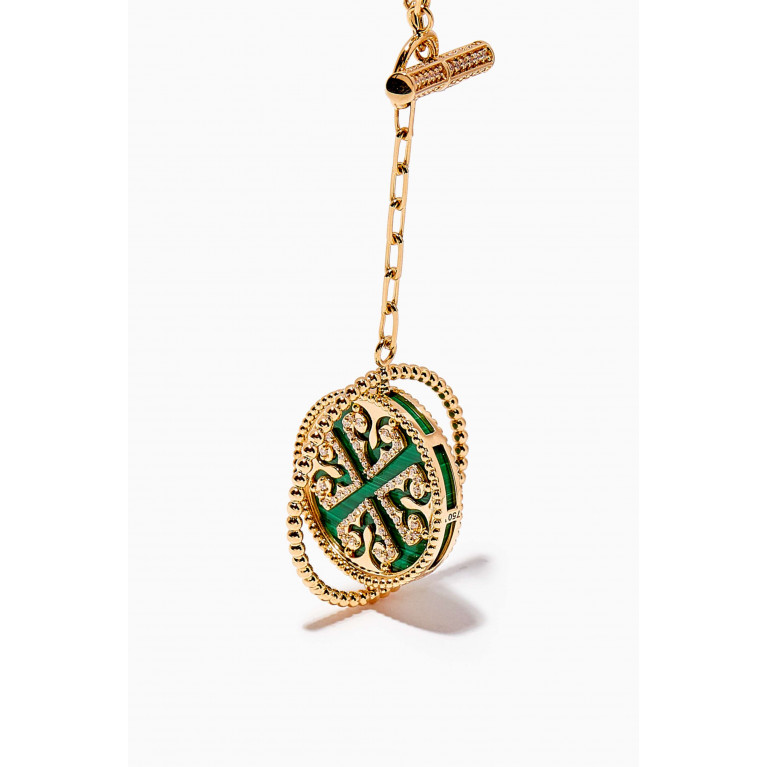 Damas - Lace Link Diamond & Malachite Drop Necklace in 18kt Gold