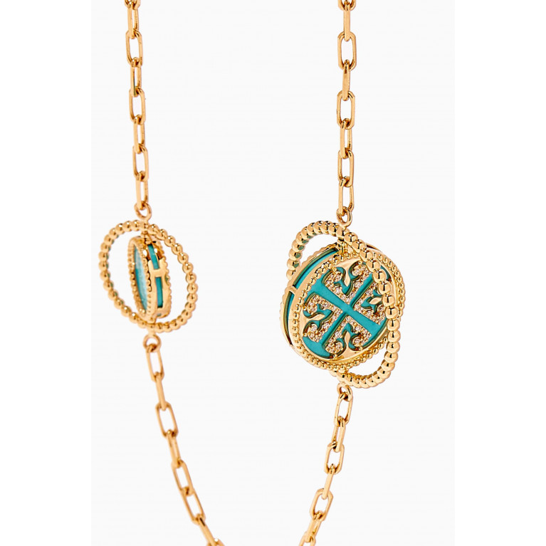 Damas - Lace Link Turquoise Necklace in 18kt Gold