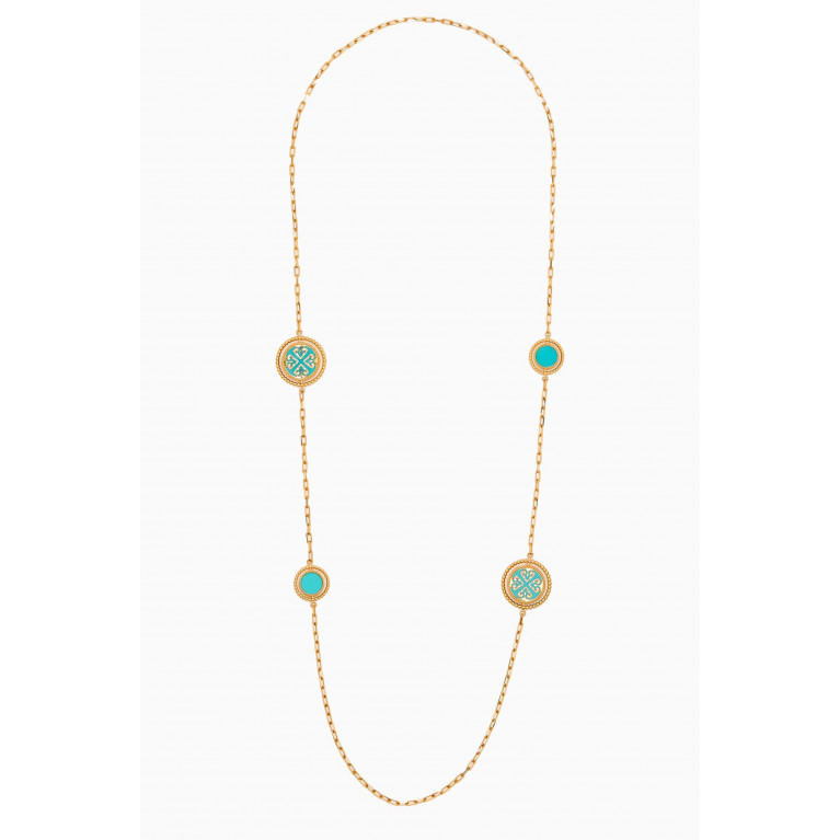 Damas - Lace Link Turquoise Necklace in 18kt Gold