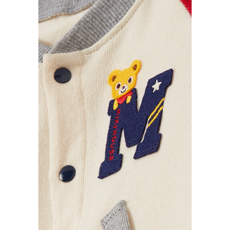 Miki House - Baseball M Logo Romper in Cotton-blend Knit