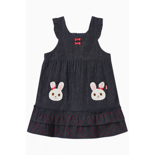 Miki House - Twin Bunnies Embroidered Dress in Cotton