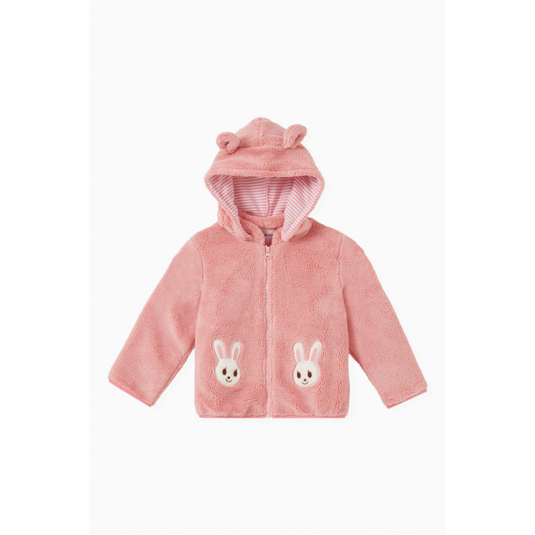 Miki House - Fuzzy Bunnies Hoodie in Fleece Pink