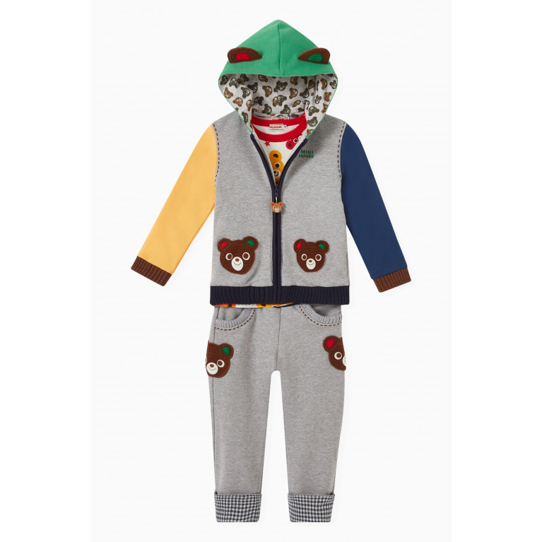 Miki House - Miki House - Bear Embroidered Hoodie in Cotton