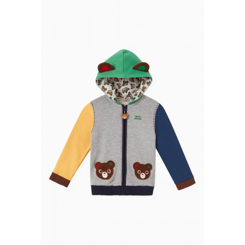 Miki House - Miki House - Bear Embroidered Hoodie in Cotton