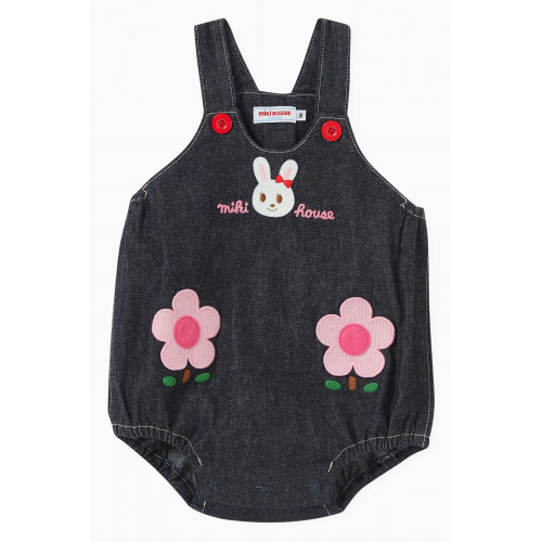 Miki House - Bunny & Flowers Motif Romper in Cotton