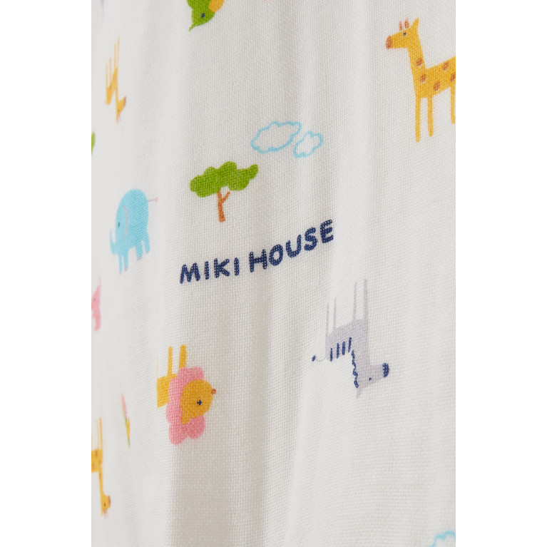 Miki House - Animal-print Sleeper in Gauze Multicolour