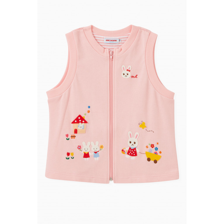 Miki House - Miki House - Alphabet Embroidered Vest in Cotton-blend Pink