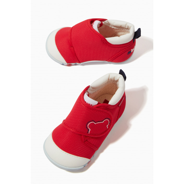 Miki House - Bear Velcro Sneakers in Mesh Red