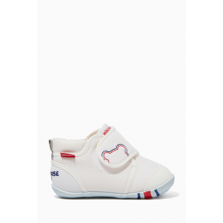 Miki House - Bear Velcro Sneakers in Mesh White