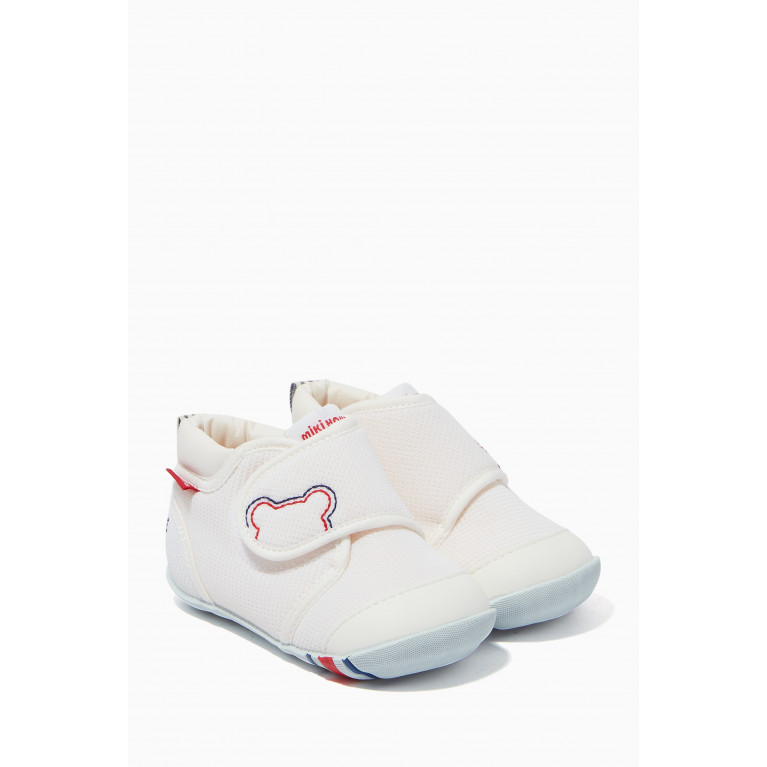 Miki House - Bear Velcro Sneakers in Mesh White